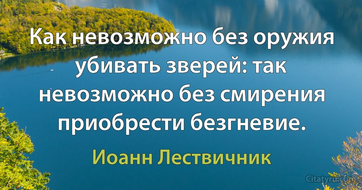 Как невозможно без оружия убивать зверей: так невозможно без смирения приобрести безгневие. (Иоанн Лествичник)