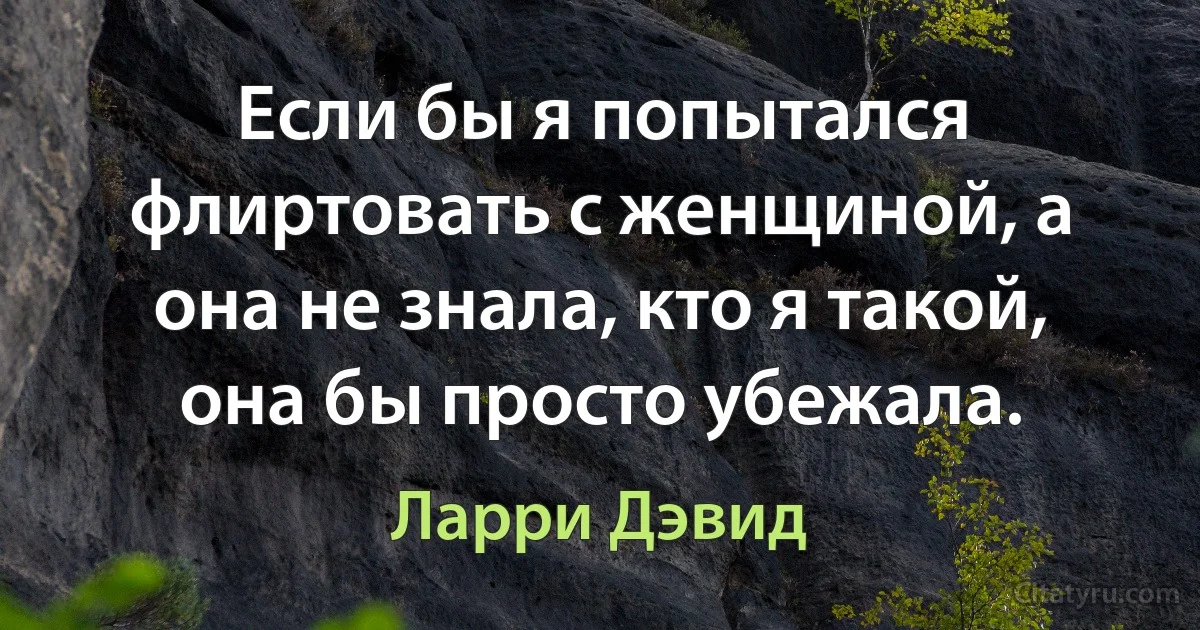 Если бы я попытался флиртовать с женщиной, а она не знала, кто я такой, она бы просто убежала. (Ларри Дэвид)