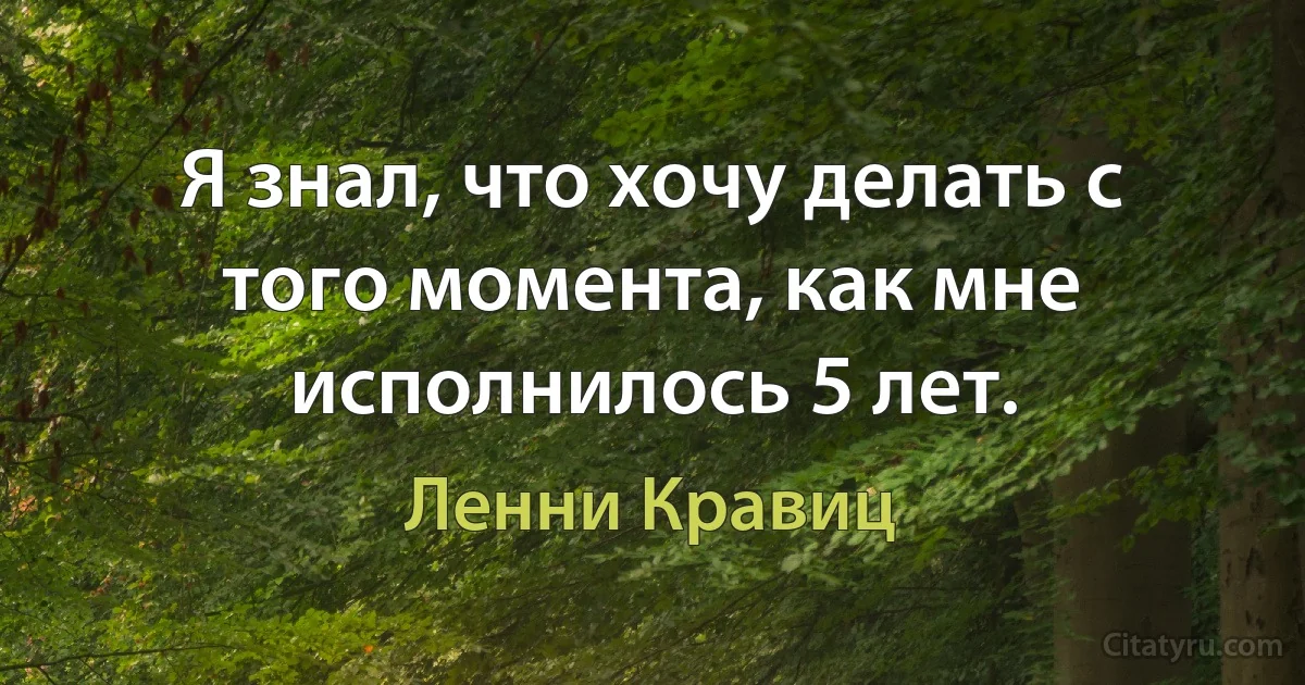 Я знал, что хочу делать с того момента, как мне исполнилось 5 лет. (Ленни Кравиц)