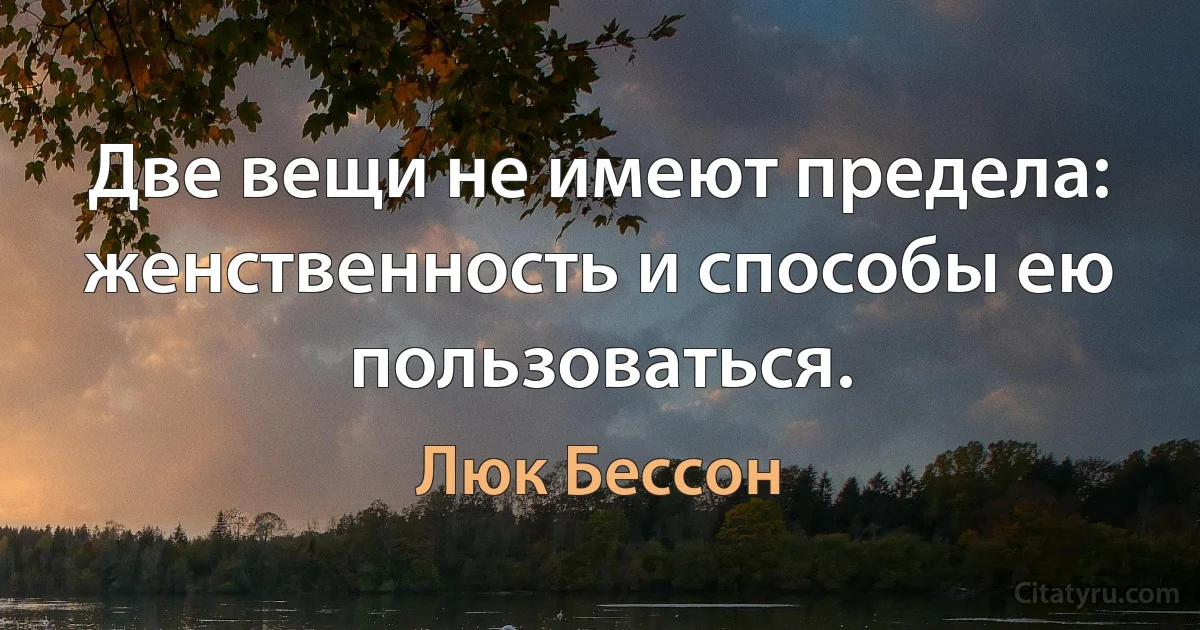 Две вещи не имеют предела: женственность и способы ею пользоваться. (Люк Бессон)