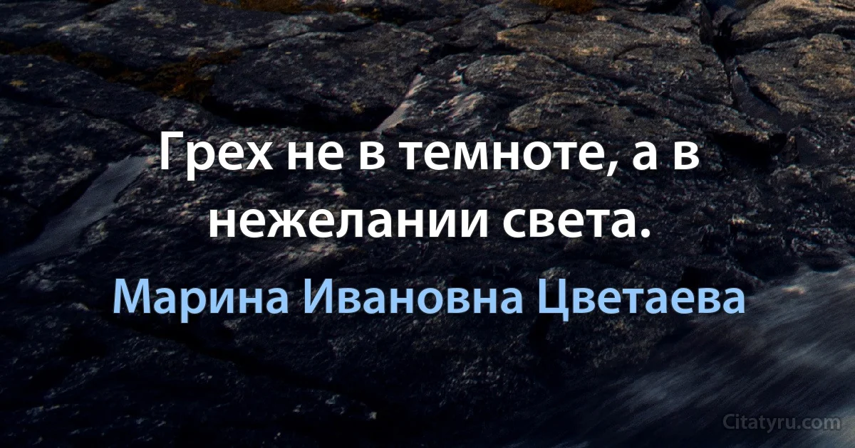 Грех не в темноте, а в нежелании света. (Марина Ивановна Цветаева)