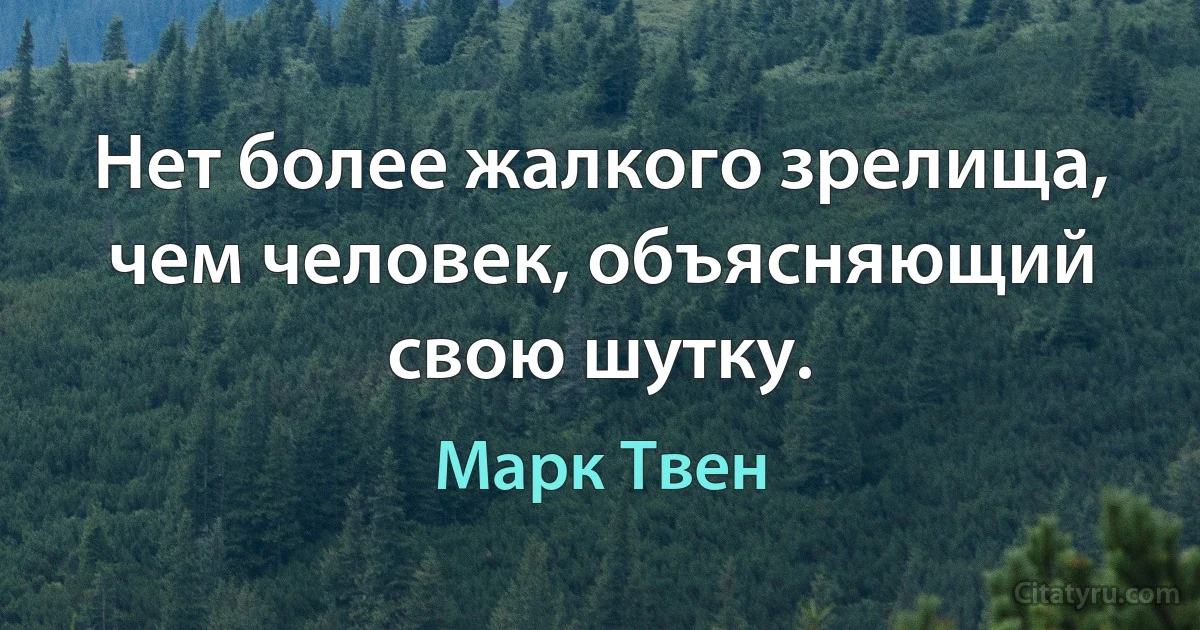 Нет более жалкого зрелища, чем человек, объясняющий свою шутку. (Марк Твен)