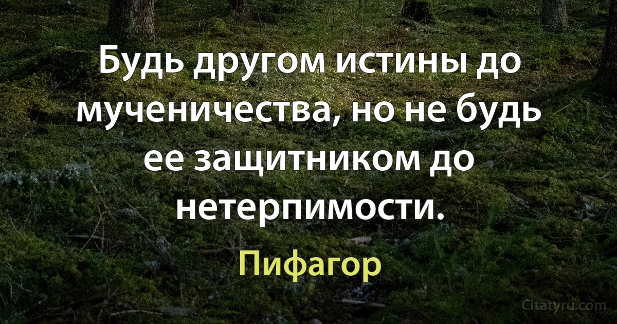 Будь другом истины до мученичества, но не будь ее защитником до нетерпимости. (Пифагор)