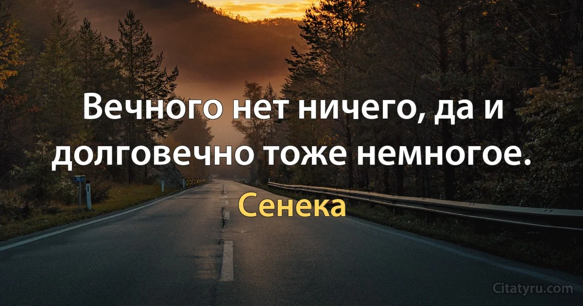 Вечного нет ничего, да и долговечно тоже немногое. (Сенека)