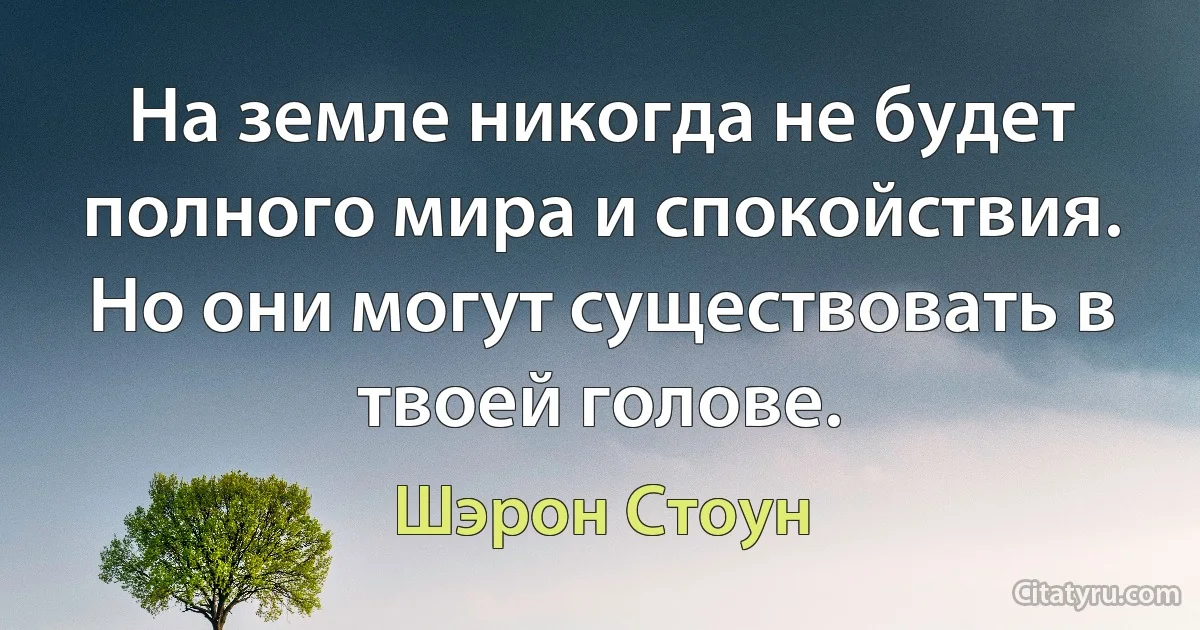 На земле никогда не будет полного мира и спокойствия. Но они могут существовать в твоей голове. (Шэрон Стоун)