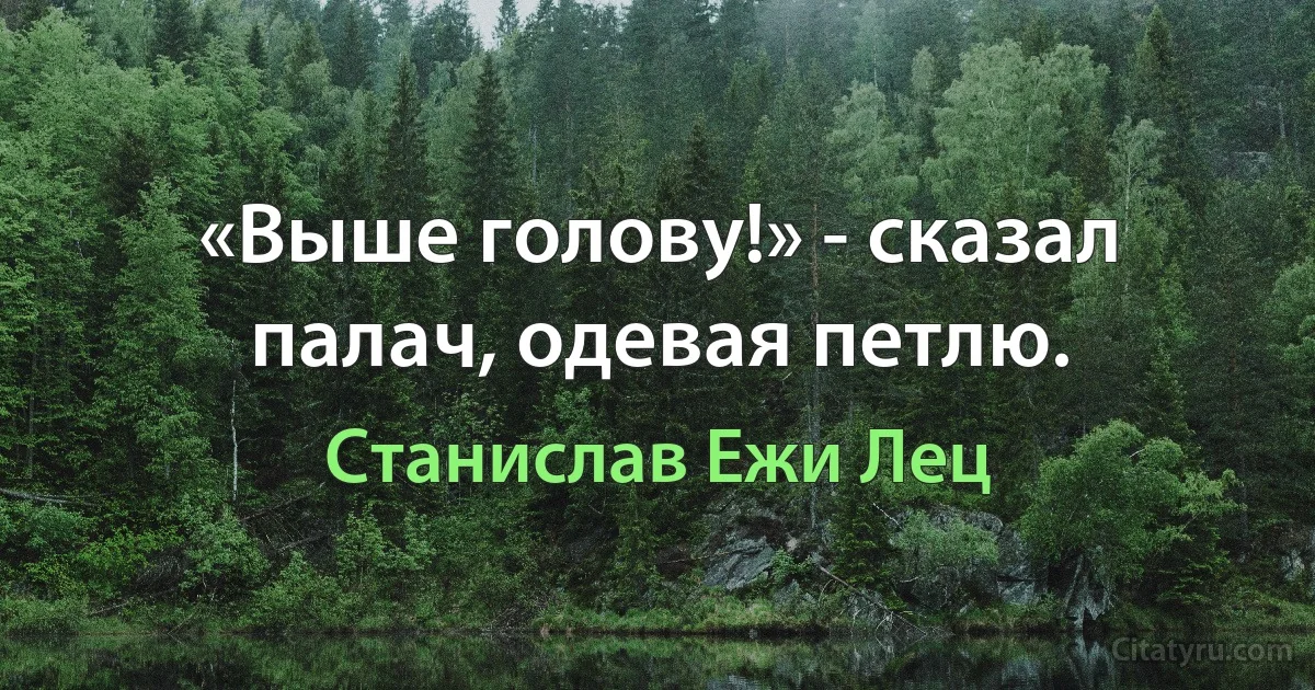 «Выше голову!» - сказал палач, одевая петлю. (Станислав Ежи Лец)