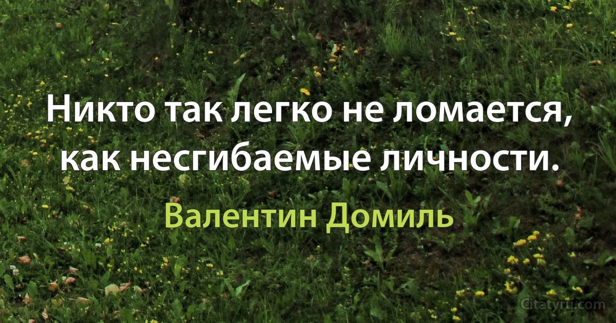 Никто так легко не ломается, как несгибаемые личности. (Валентин Домиль)