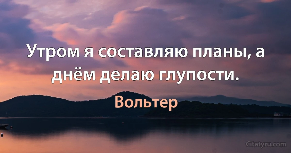 Утром я составляю планы, а днём делаю глупости. (Вольтер)