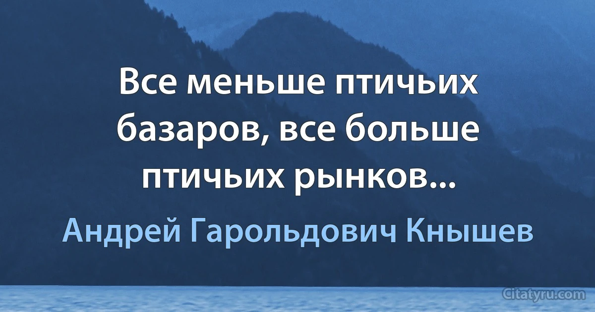 Все меньше птичьих базаров, все больше птичьих рынков... (Андрей Гарольдович Кнышев)