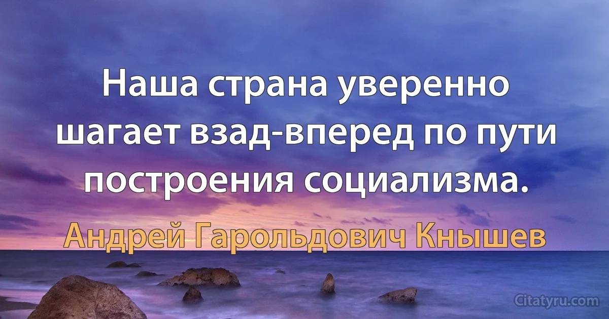 Наша страна уверенно шагает взад-вперед по пути построения социализма. (Андрей Гарольдович Кнышев)