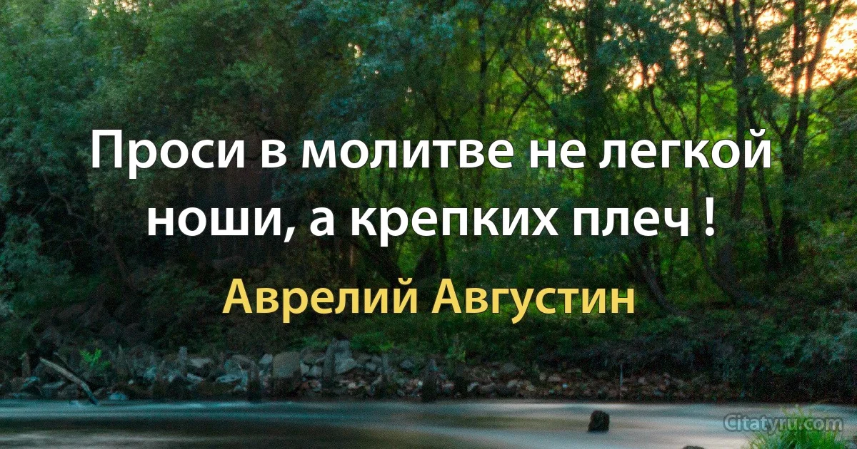 Проси в молитве не легкой ноши, а крепких плеч ! (Аврелий Августин)