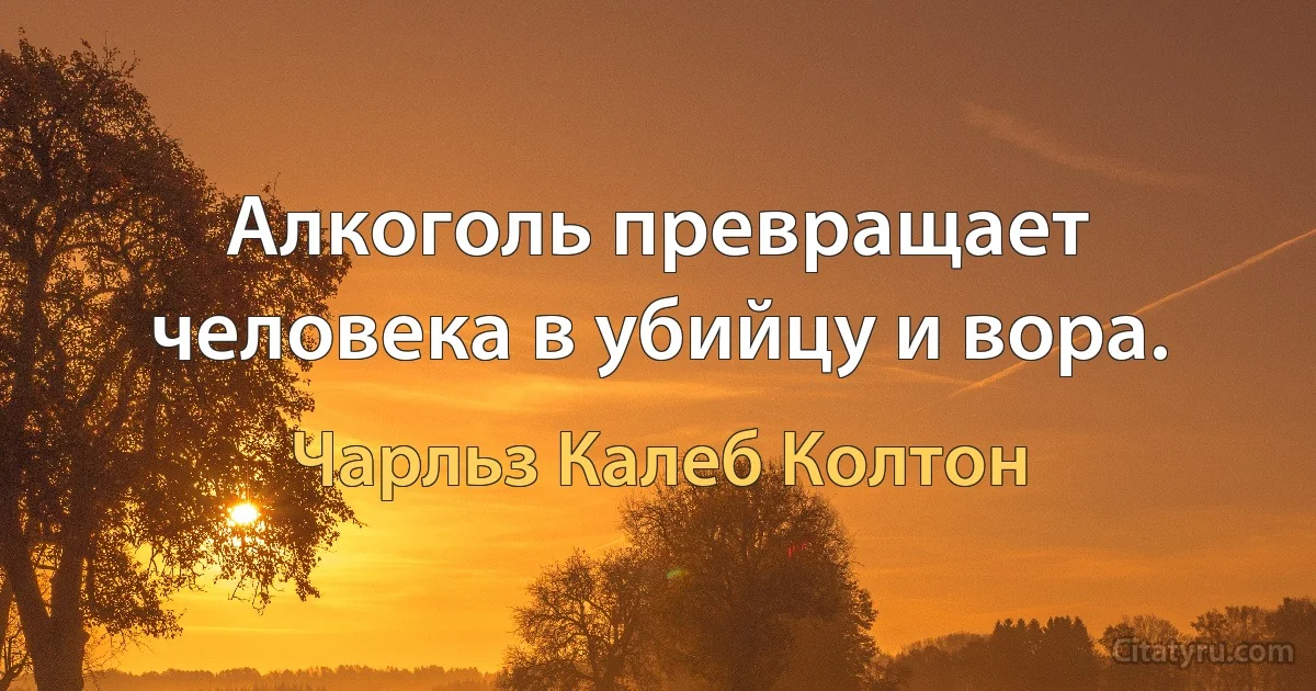 Алкоголь превращает человека в убийцу и вора. (Чарльз Калеб Колтон)