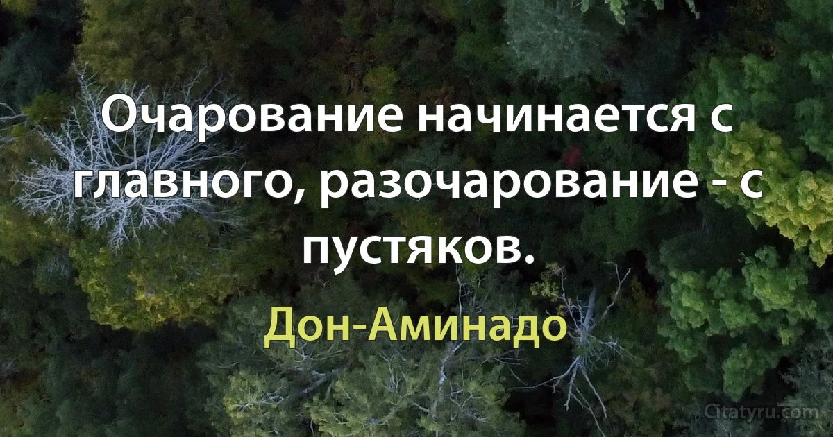 Очарование начинается с главного, разочарование - с пустяков. (Дон-Аминадо)