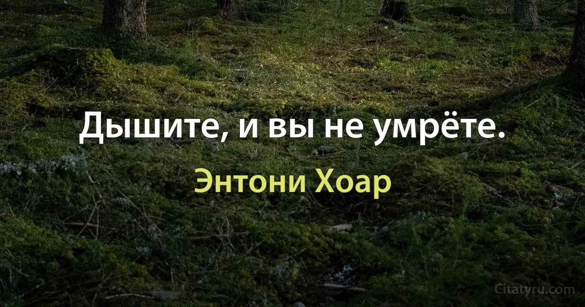 Дышите, и вы не умрёте. (Энтони Хоар)