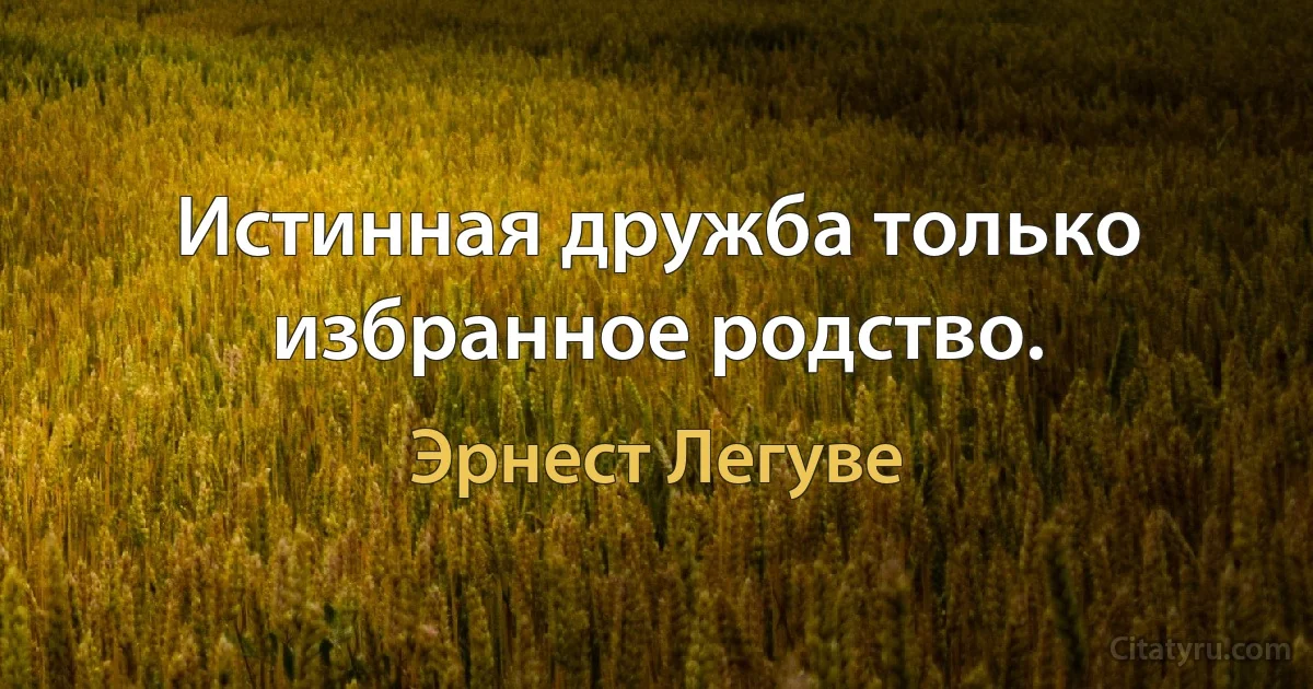 Истинная дружба только избранное родство. (Эрнест Легуве)