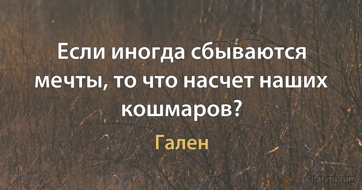 Если иногда сбываются мечты, то что насчет наших кошмаров? (Гален)