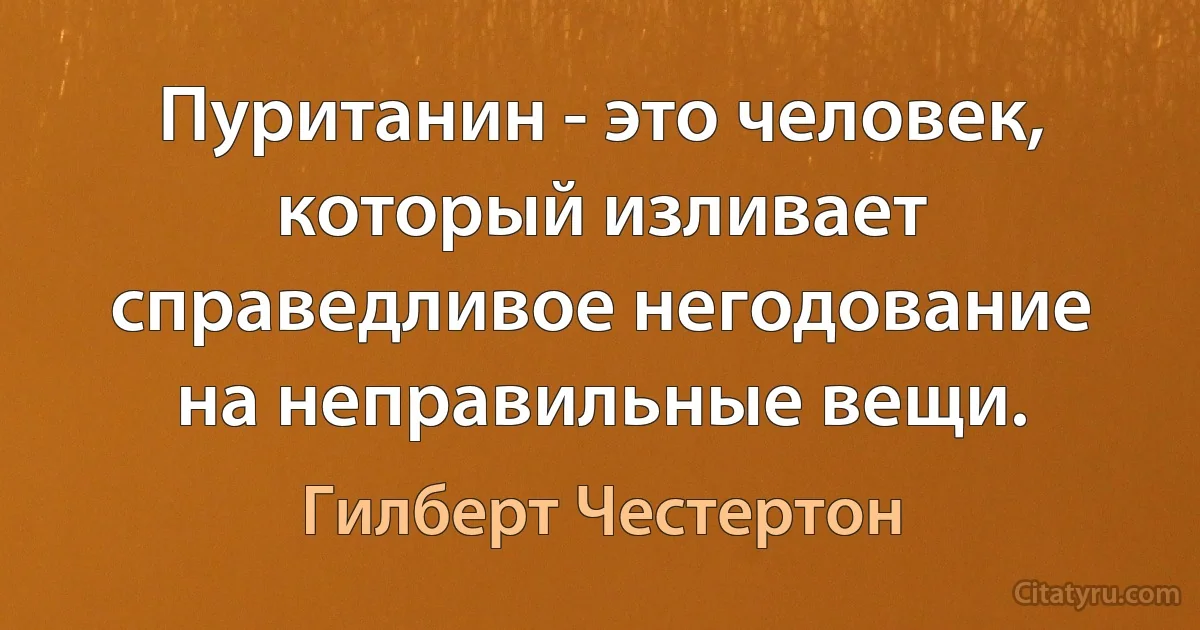 Пуританин - это человек, который изливает справедливое негодование на неправильные вещи. (Гилберт Честертон)