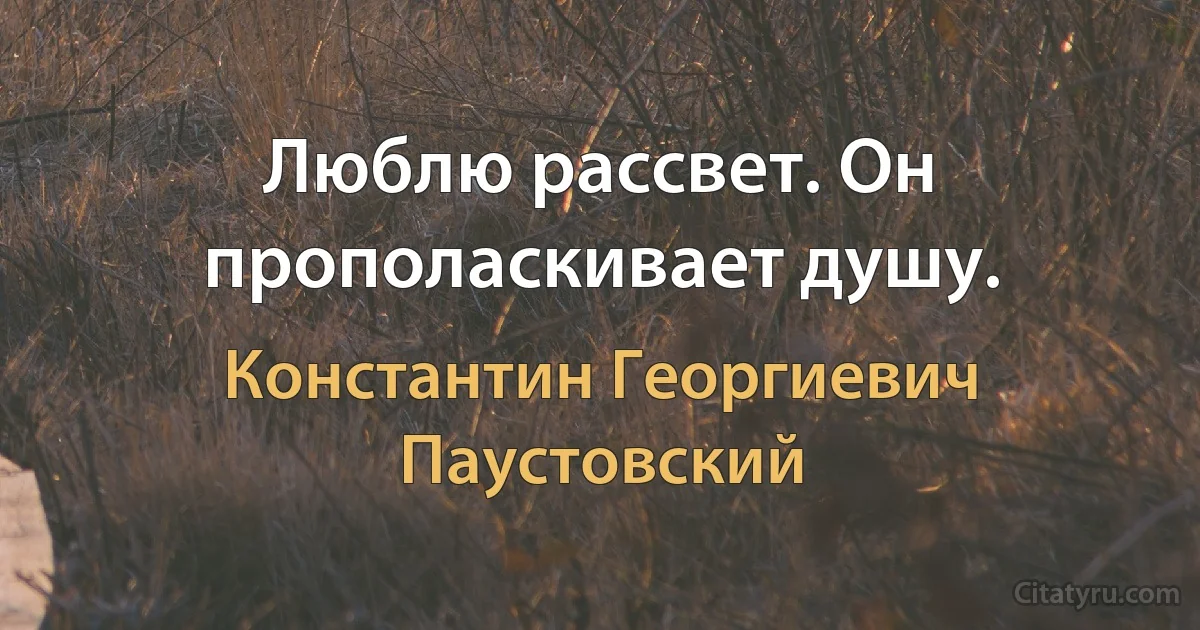 Люблю рассвет. Он прополаскивает душу. (Константин Георгиевич Паустовский)