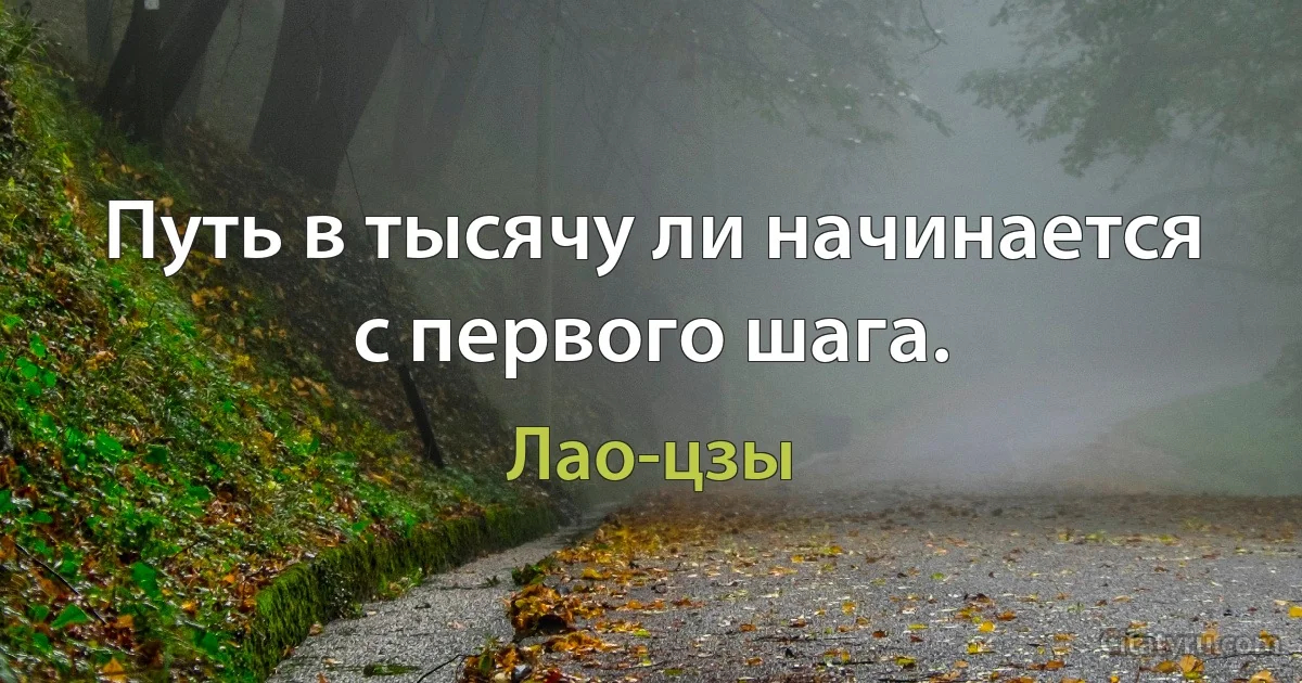 Путь в тысячу ли начинается с первого шага. (Лао-цзы)