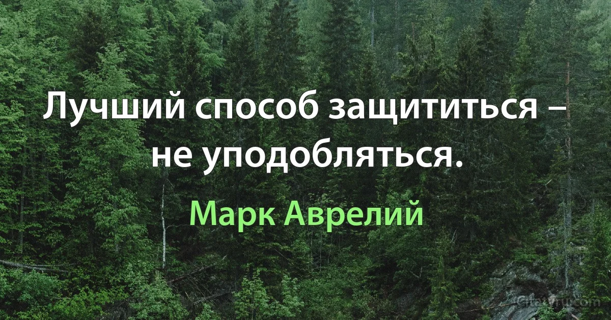 Лучший способ защититься – не уподобляться. (Марк Аврелий)