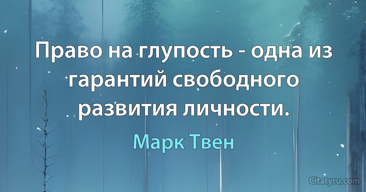 Право на глупость - одна из гарантий свободного развития личности. (Марк Твен)