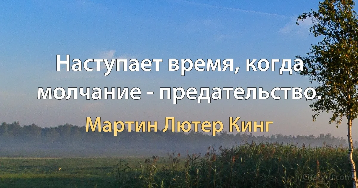 Наступает время, когда молчание - предательство. (Мартин Лютер Кинг)