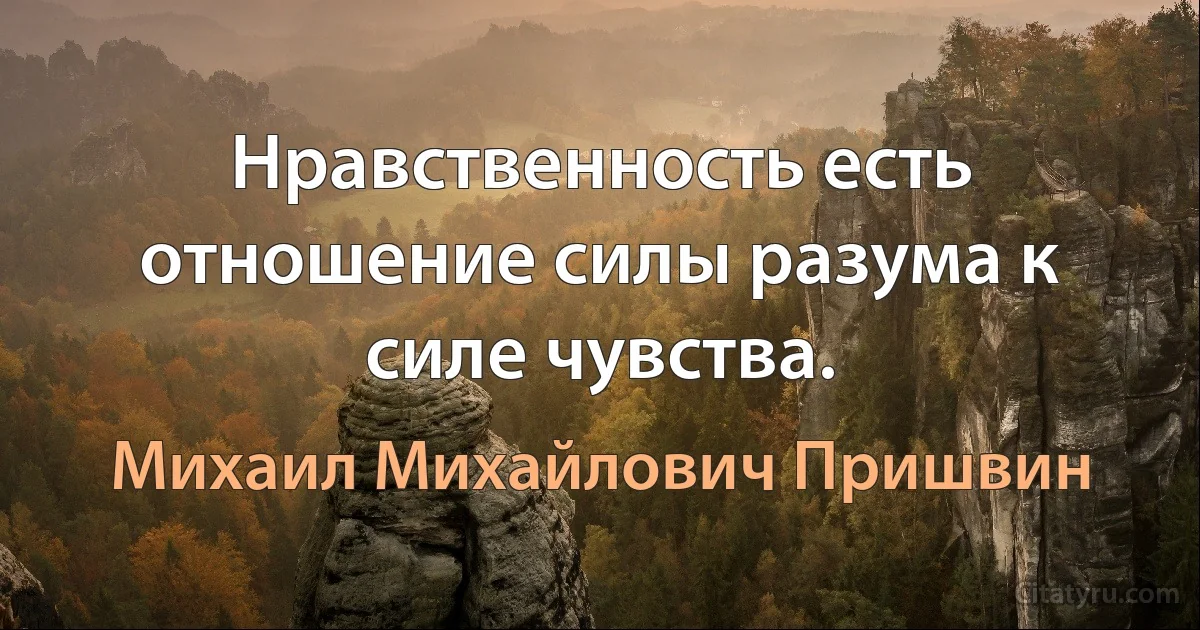 Нравственность есть отношение силы разума к силе чувства. (Михаил Михайлович Пришвин)