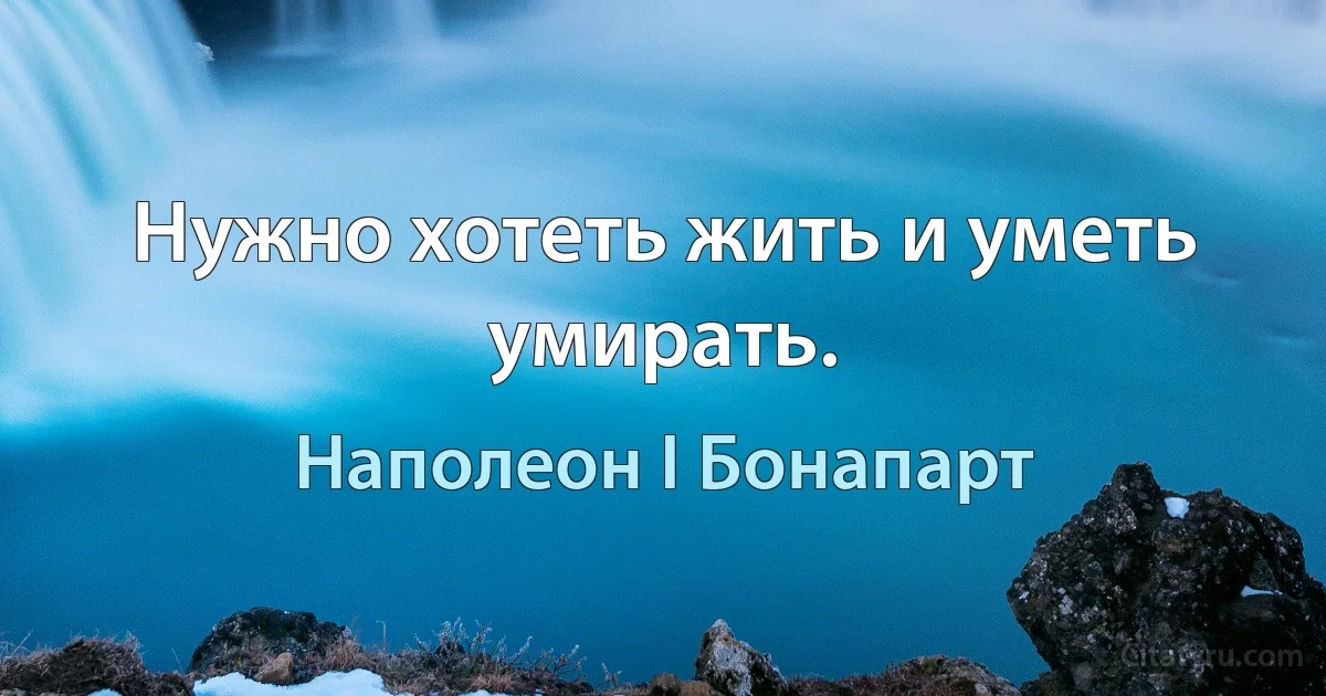 Нужно хотеть жить и уметь умирать. (Наполеон I Бонапарт)