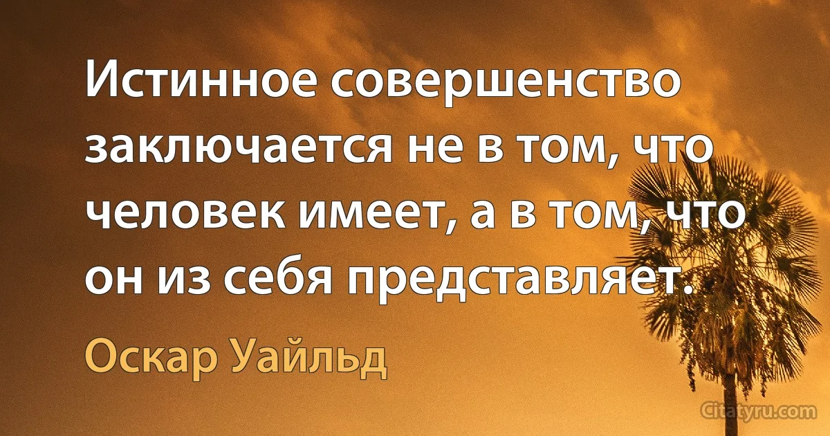 Истинное совершенство заключается не в том, что человек имеет, а в том, что он из себя представляет. (Оскар Уайльд)