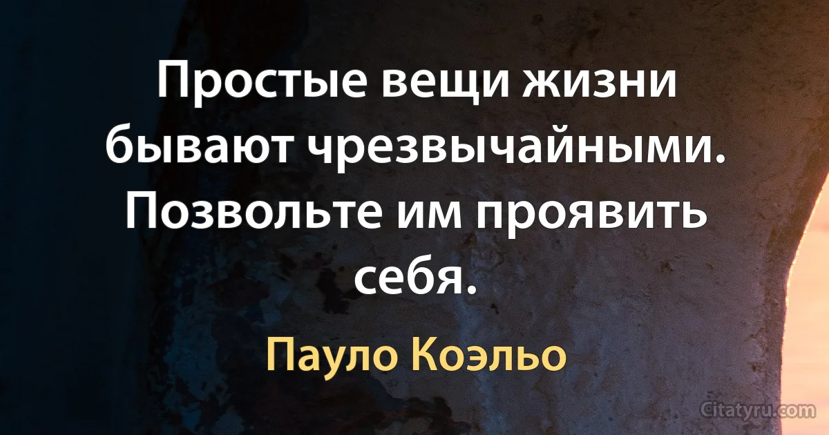 Простые вещи жизни бывают чрезвычайными. Позвольте им проявить себя. (Пауло Коэльо)