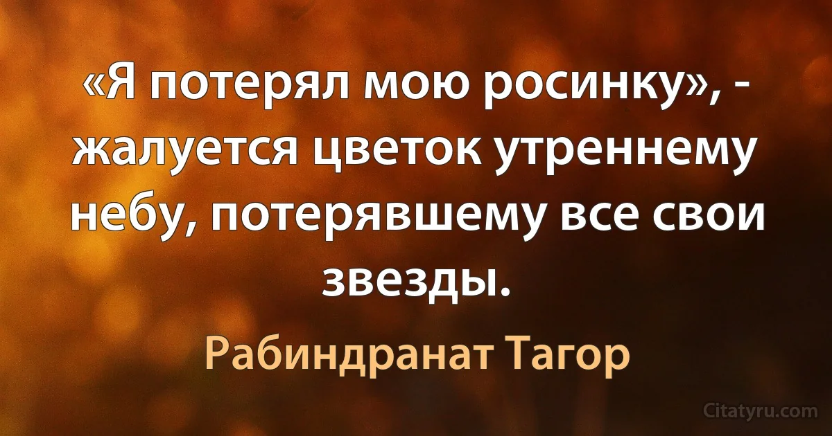 «Я потерял мою росинку», - жалуется цветок утреннему небу, потерявшему все свои звезды. (Рабиндранат Тагор)