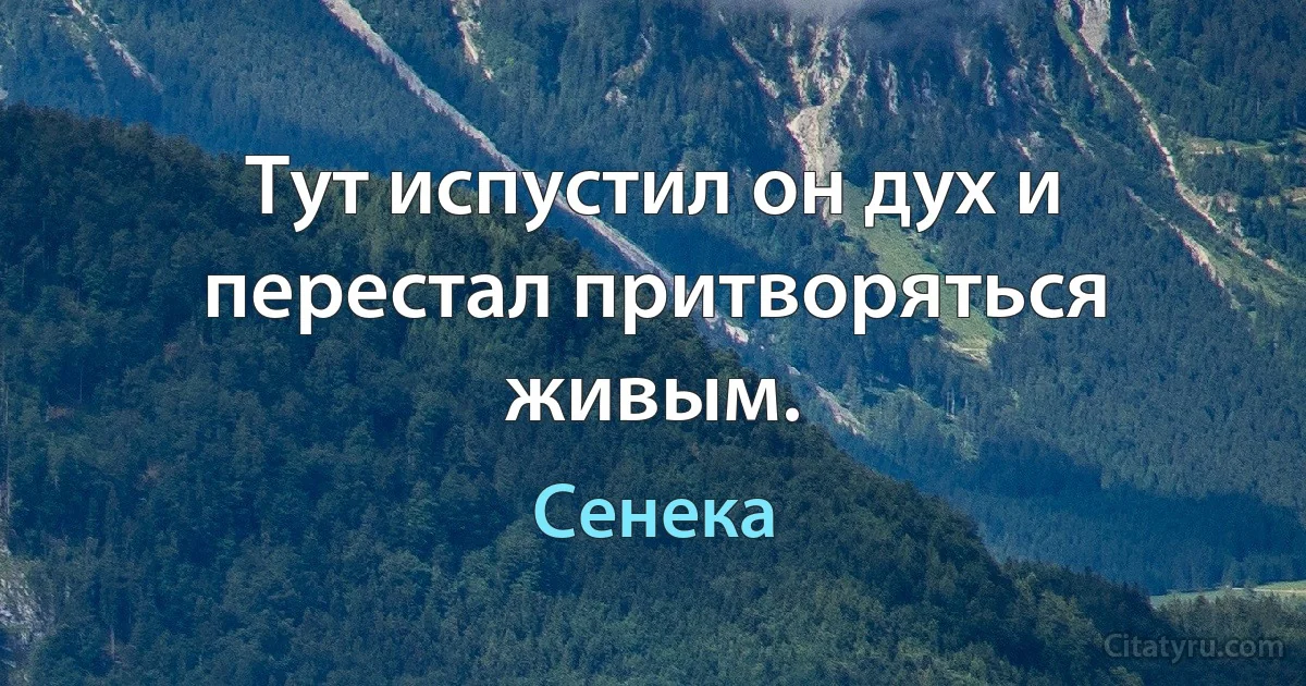 Тут испустил он дух и перестал притворяться живым. (Сенека)