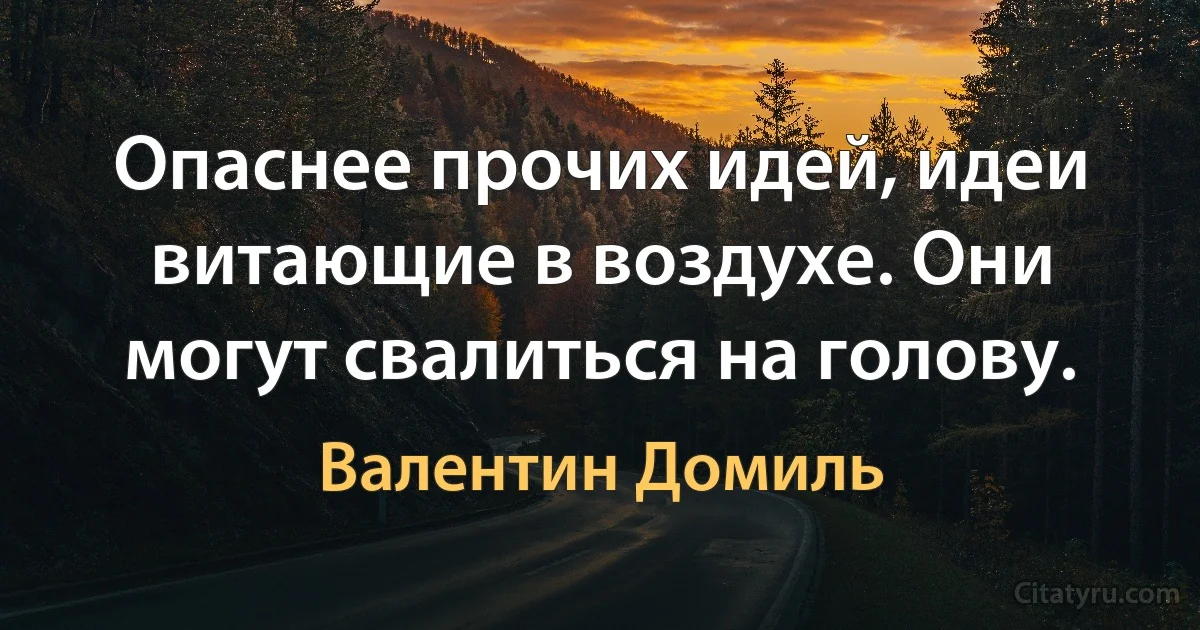 Опаснее прочих идей, идеи витающие в воздухе. Они могут свалиться на голову. (Валентин Домиль)