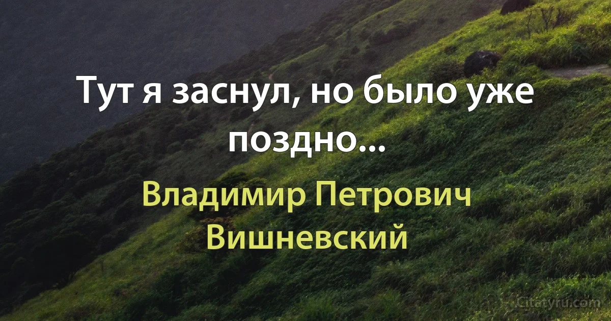 Тут я заснул, но было уже поздно... (Владимир Петрович Вишневский)