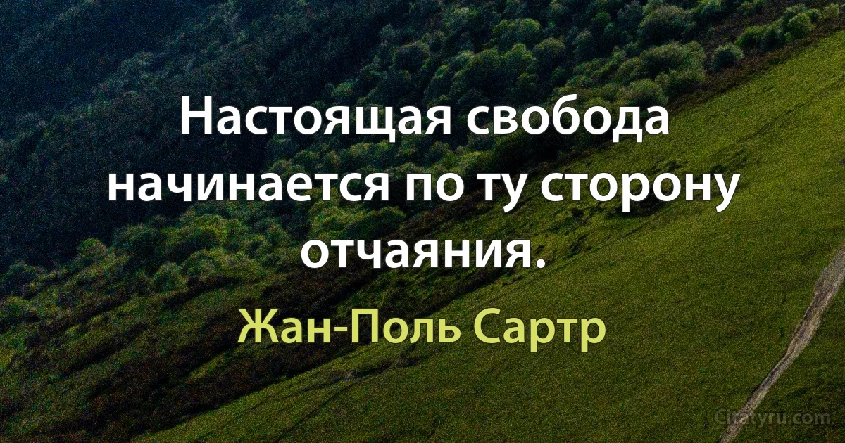 Настоящая свобода начинается по ту сторону отчаяния. (Жан-Поль Сартр)