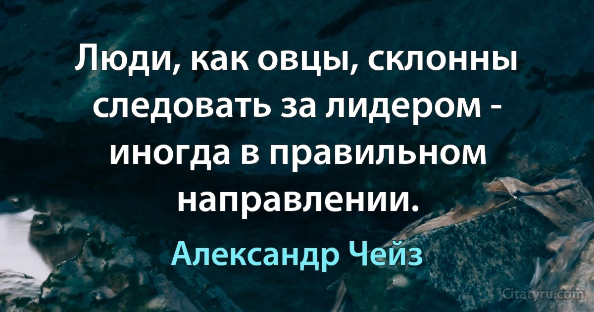 Люди, как овцы, склонны следовать за лидером - иногда в правильном направлении. (Александр Чейз)