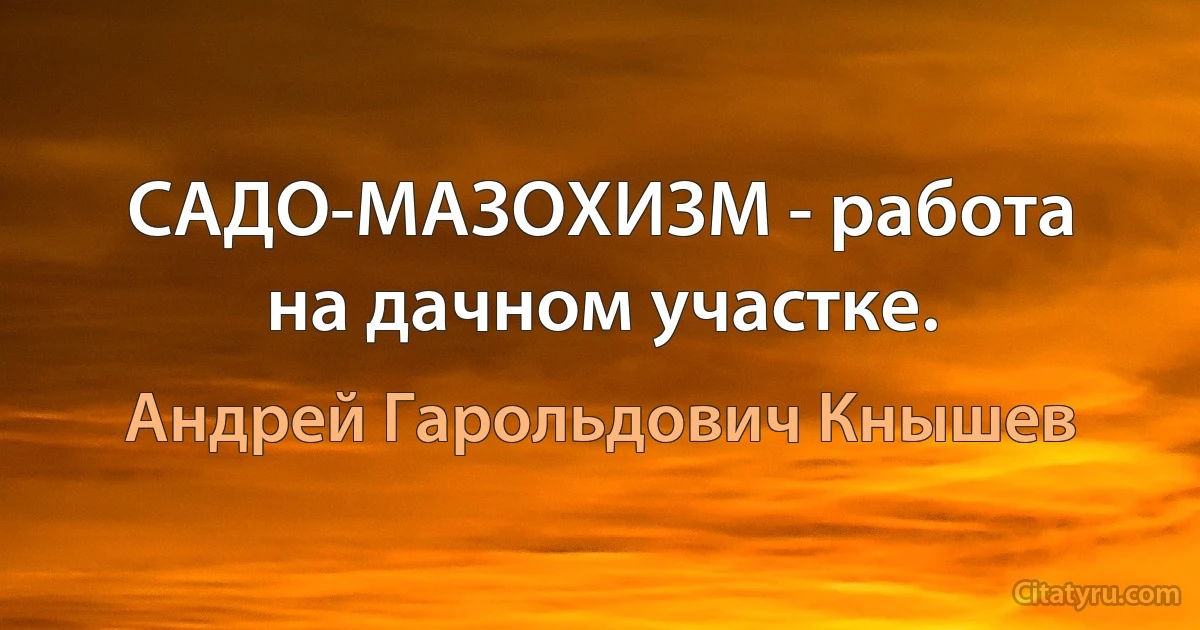 САДО-МАЗОХИЗМ - работа на дачном участке. (Андрей Гарольдович Кнышев)