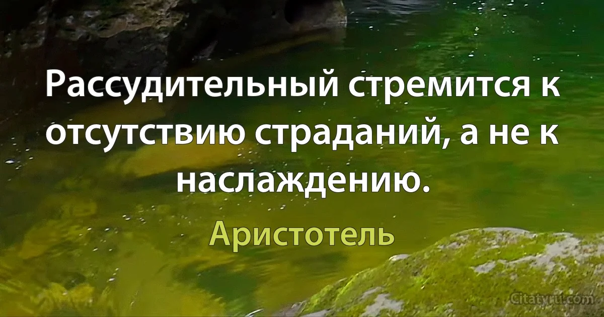 Рассудительный стремится к отсутствию страданий, а не к наслаждению. (Аристотель)