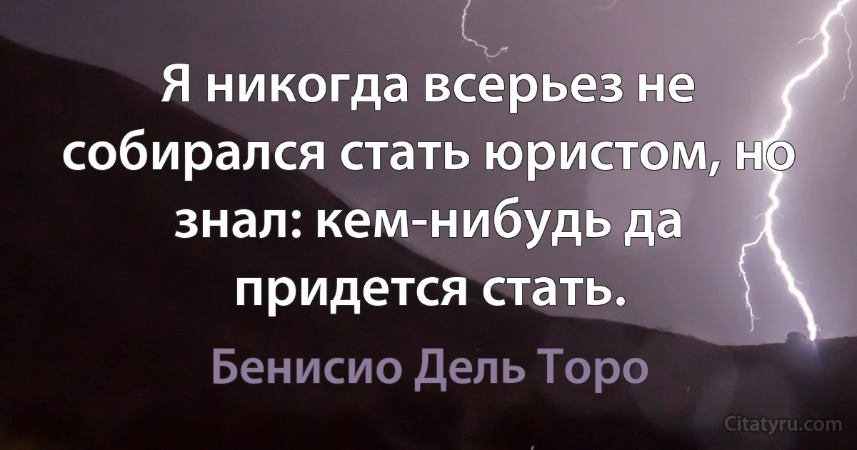 Я никогда всерьез не собирался стать юристом, но знал: кем-нибудь да придется стать. (Бенисио Дель Торо)