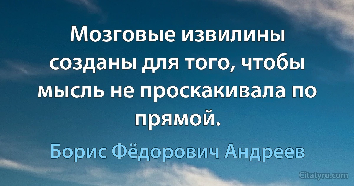 Мозговые извилины созданы для того, чтобы мысль не проскакивала по прямой. (Борис Фёдорович Андреев)