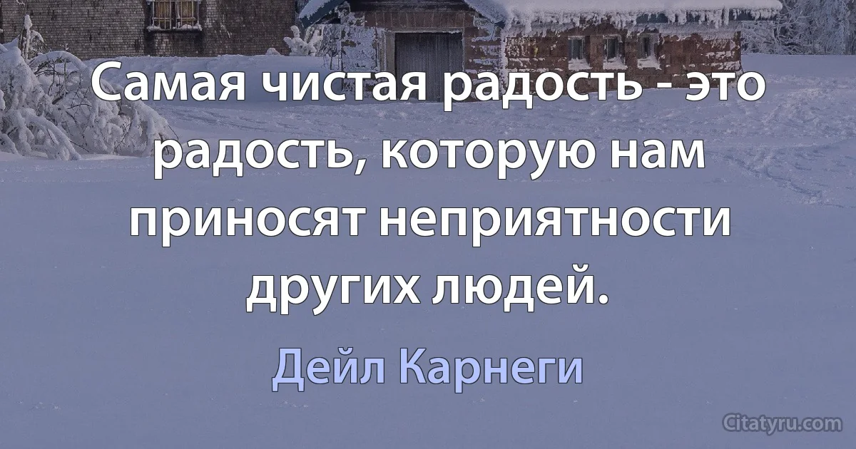 Самая чистая радость - это радость, которую нам приносят неприятности других людей. (Дейл Карнеги)