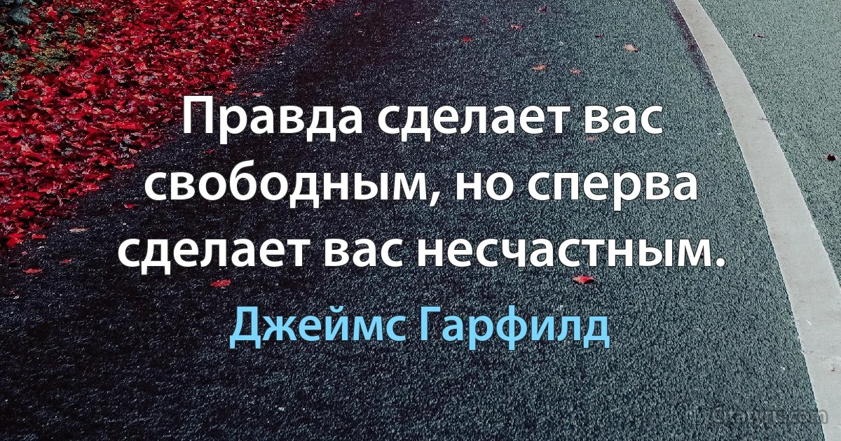 Правда сделает вас свободным, но сперва сделает вас несчастным. (Джеймс Гарфилд)