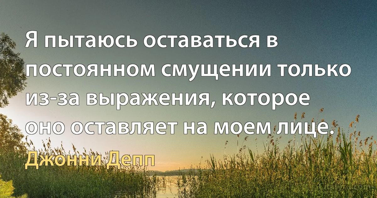 Я пытаюсь оставаться в постоянном смущении только из-за выражения, которое оно оставляет на моем лице. (Джонни Депп)