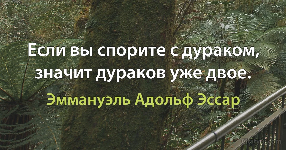 Если вы спорите с дураком, значит дураков уже двое. (Эммануэль Адольф Эссар)