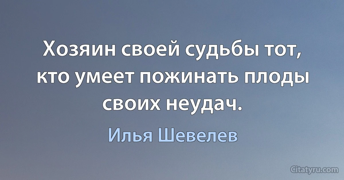 Хозяин своей судьбы тот, кто умеет пожинать плоды своих неудач. (Илья Шевелев)