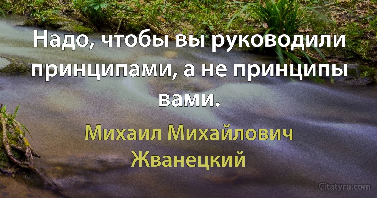 Надо, чтобы вы руководили принципами, а не принципы вами. (Михаил Михайлович Жванецкий)