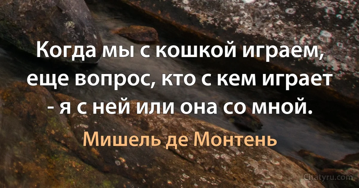 Когда мы с кошкой играем, еще вопрос, кто с кем играет - я с ней или она со мной. (Мишель де Монтень)