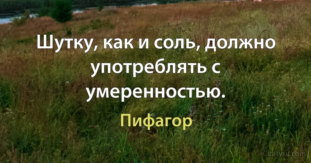 Шутку, как и соль, должно употреблять с умеренностью. (Пифагор)