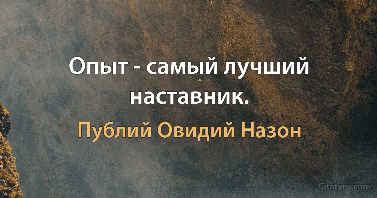 Опыт - самый лучший наставник. (Публий Овидий Назон)