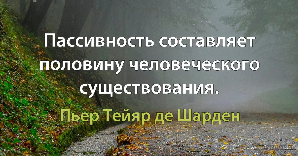 Пассивность составляет половину человеческого существования. (Пьер Тейяр де Шарден)